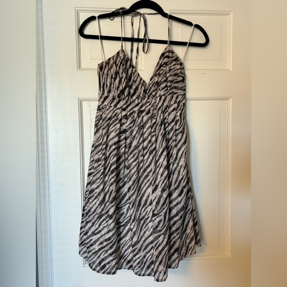 2000s Zebra Print Halter Dress